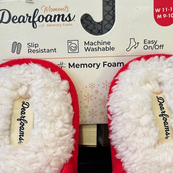 Dearfoams Christmas Red Santa Slippers w/Gold Bells Unisex SZ W 11-12; M 9-10 - Picture 6 of 16